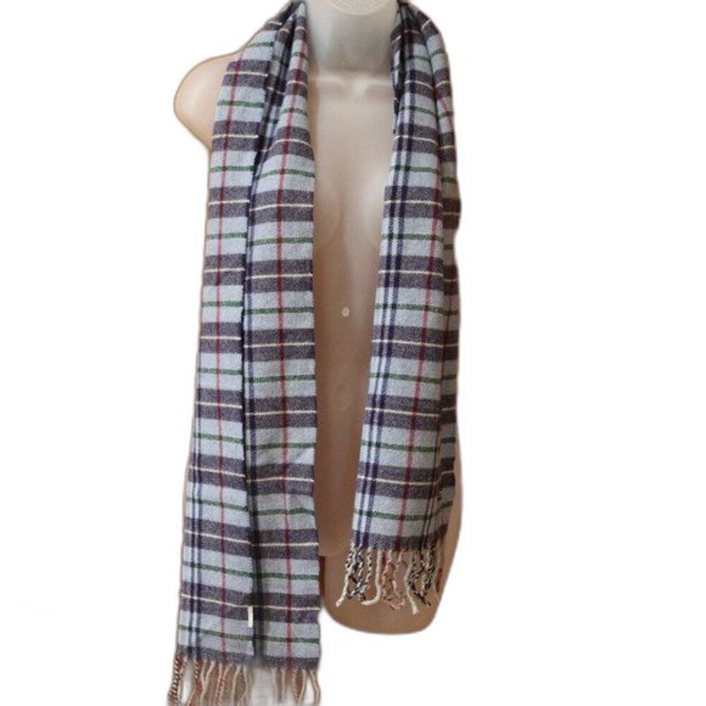 Fiori Di Firenze Blue Plaid Fringe Scarf